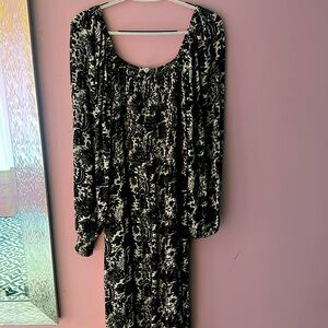 Long sleeve dress, beige and black